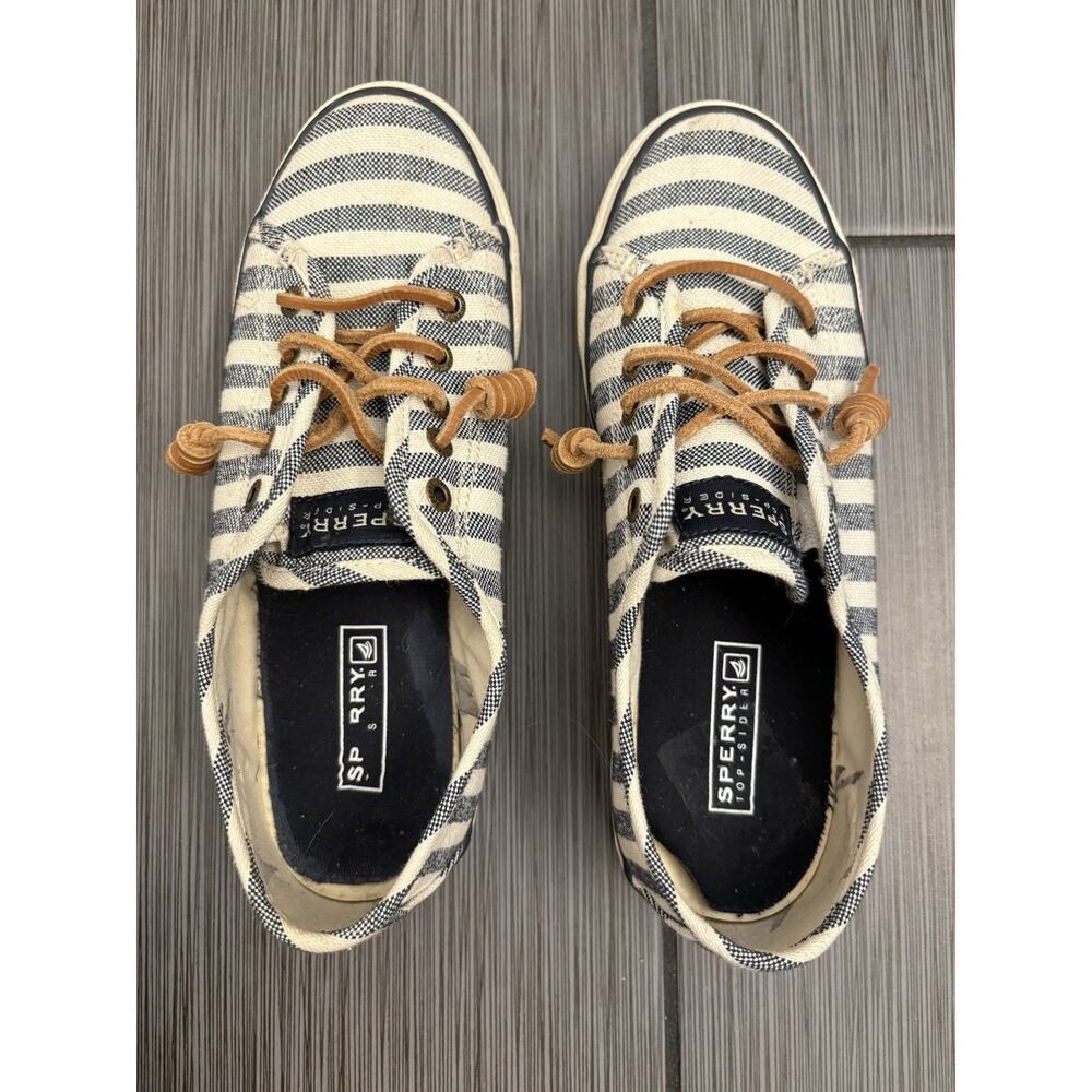 Sperry Women’s Blue/White Striped Top Sider Shoes Size 6 1/2 STS91564 Coastal